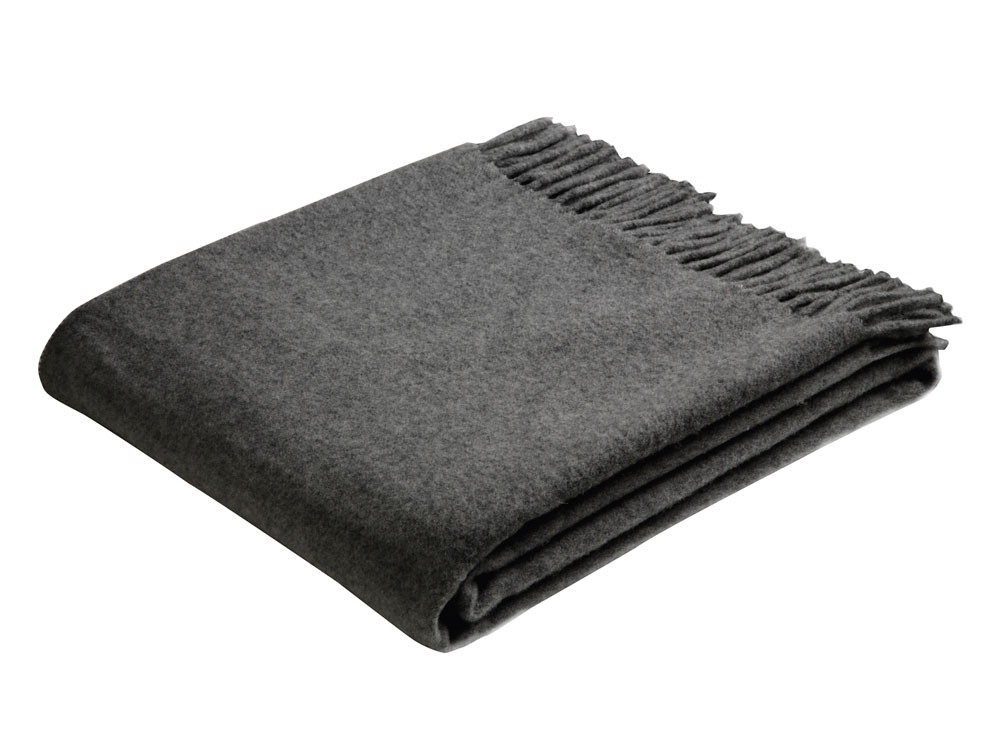 Pled Biederlack Pure Wool Uni Antrazit 130x170