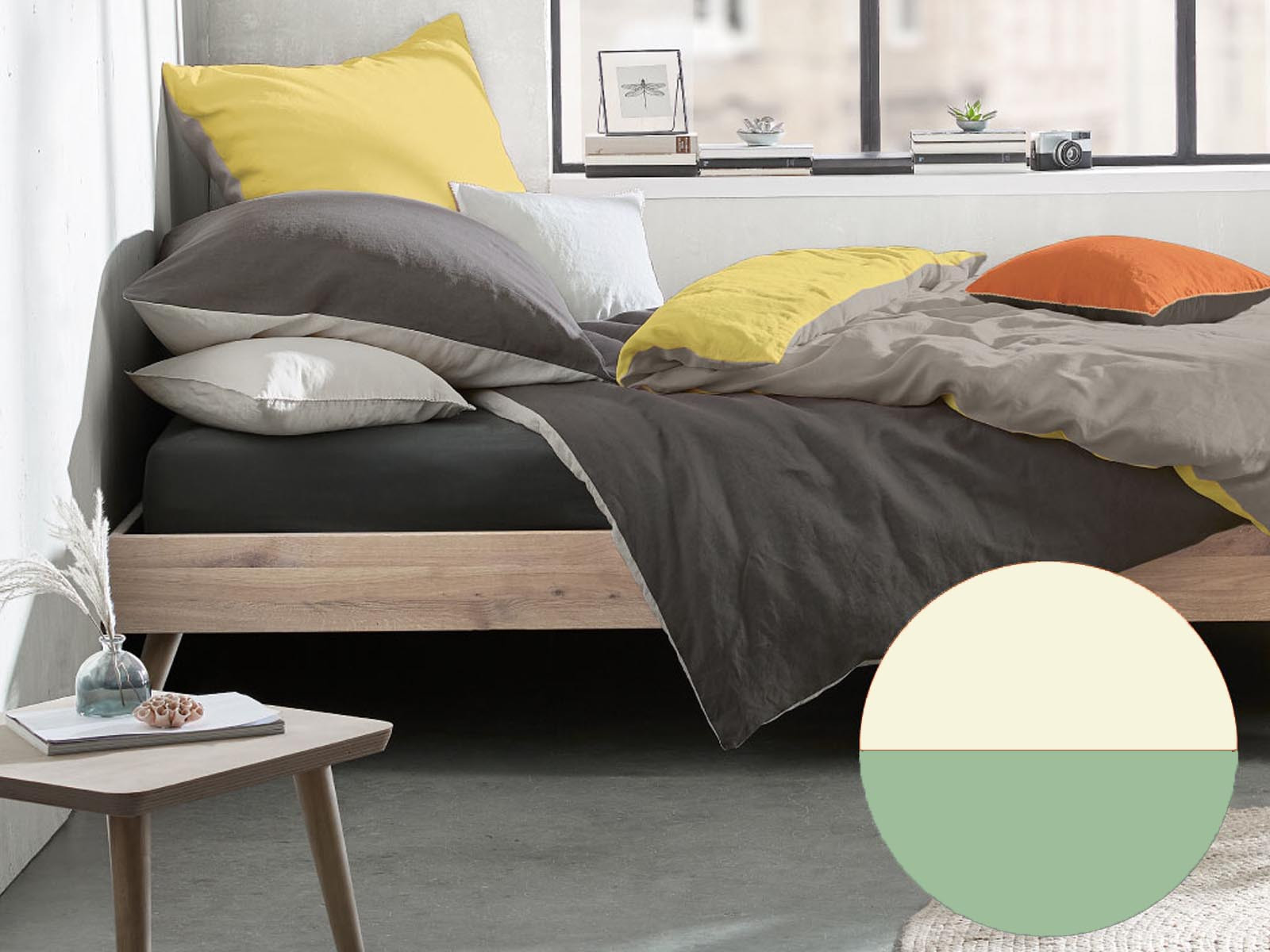 Pościel lniana Fleuresse Provence Beige/Green 200x220