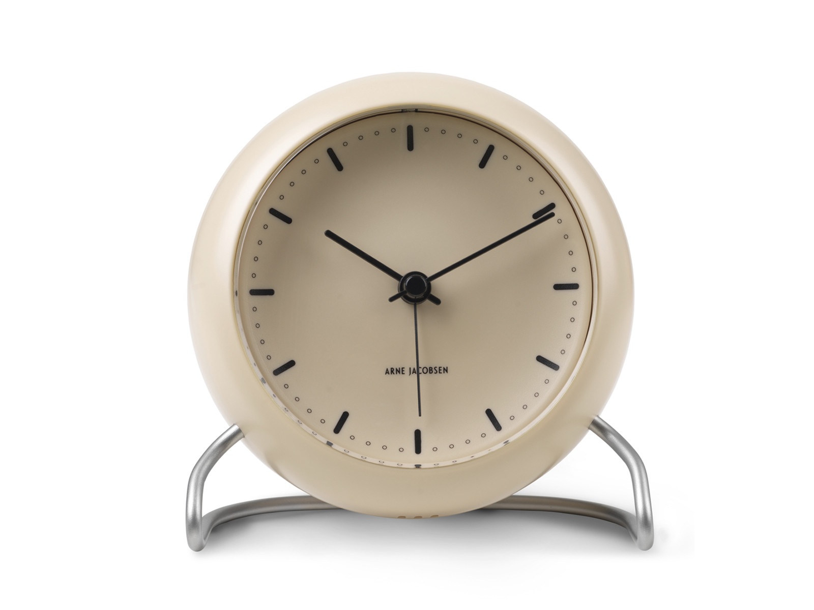 Zegar stołowy z budzikiem Arne Jacobsen City Hall Table Clock Sandy Beige 11cm