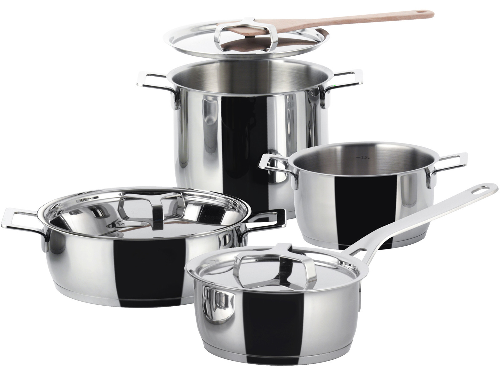 Zestaw garnków i rondla Alessi Pots&Pans Steel z pokrywkami 7 elementów