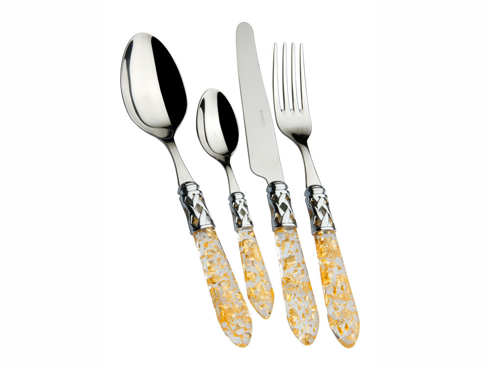 Sztućce stołowe x24 Bugatti Aladdin Chrome Gold Zestaw dla 6 osób