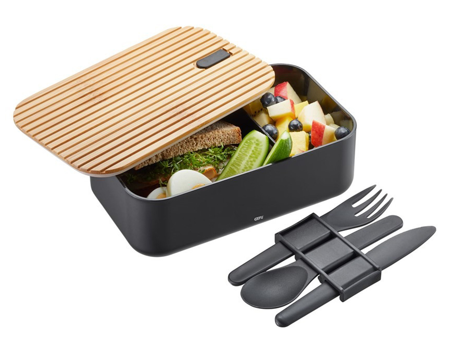 Lunch box GEFU Enviro ze sztućcami