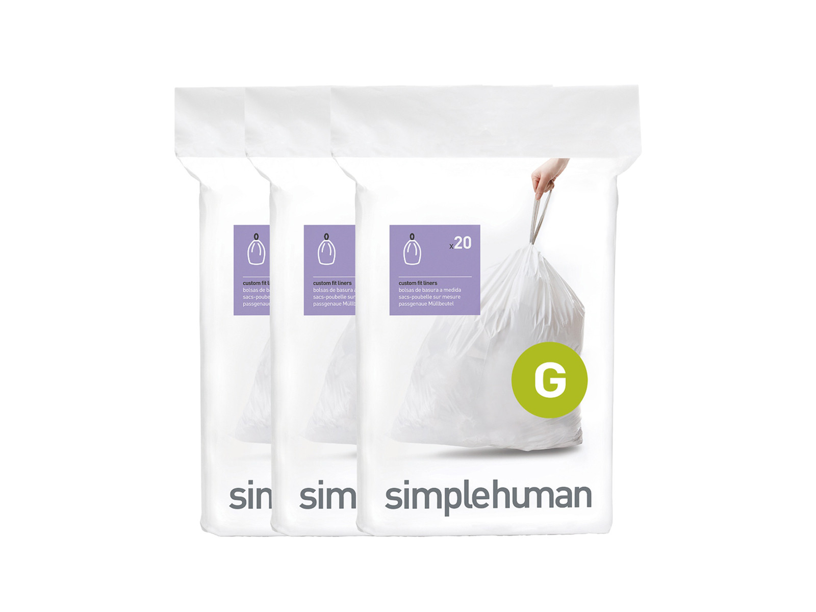 Worki na śmieci Simplehuman Custom Fit 30l rozm.G 60szt