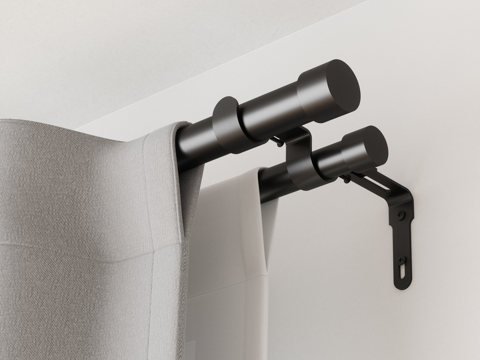 Karnisz ścienny podwójny Umbra Cappa Brushed Black S