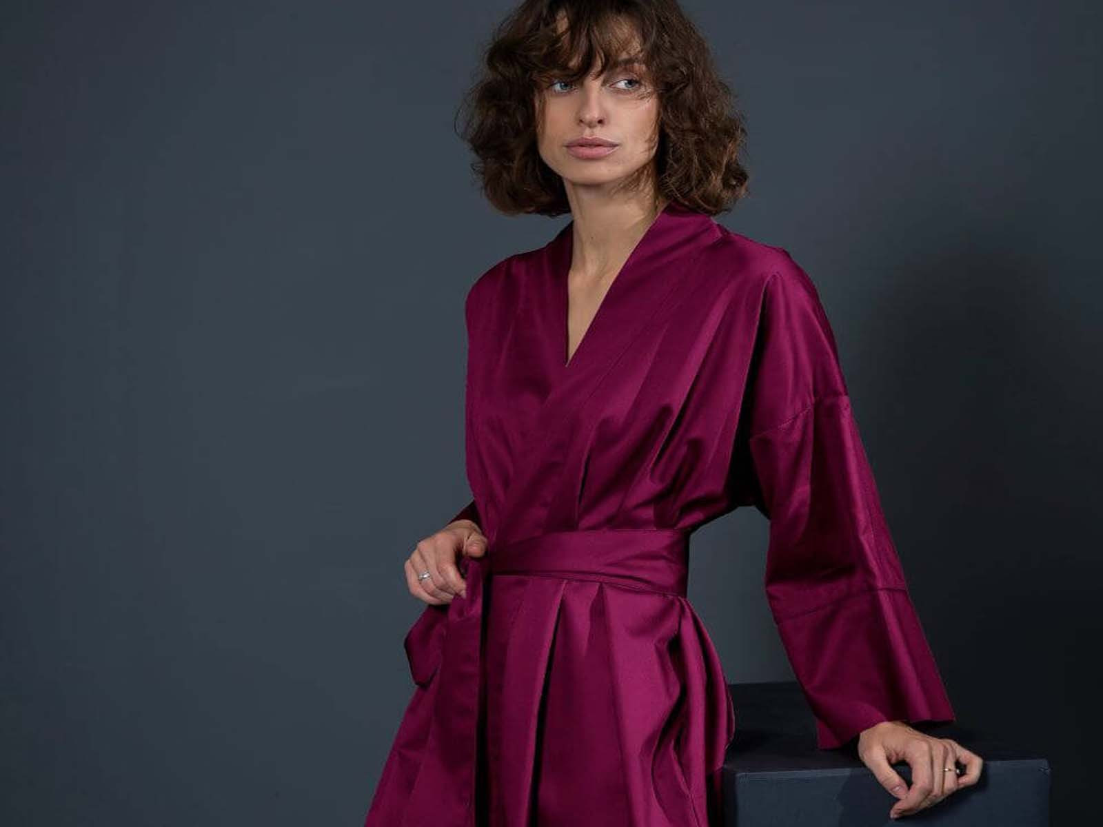 Szlafrok Decoflux Kimono Solid Burgundy S/M