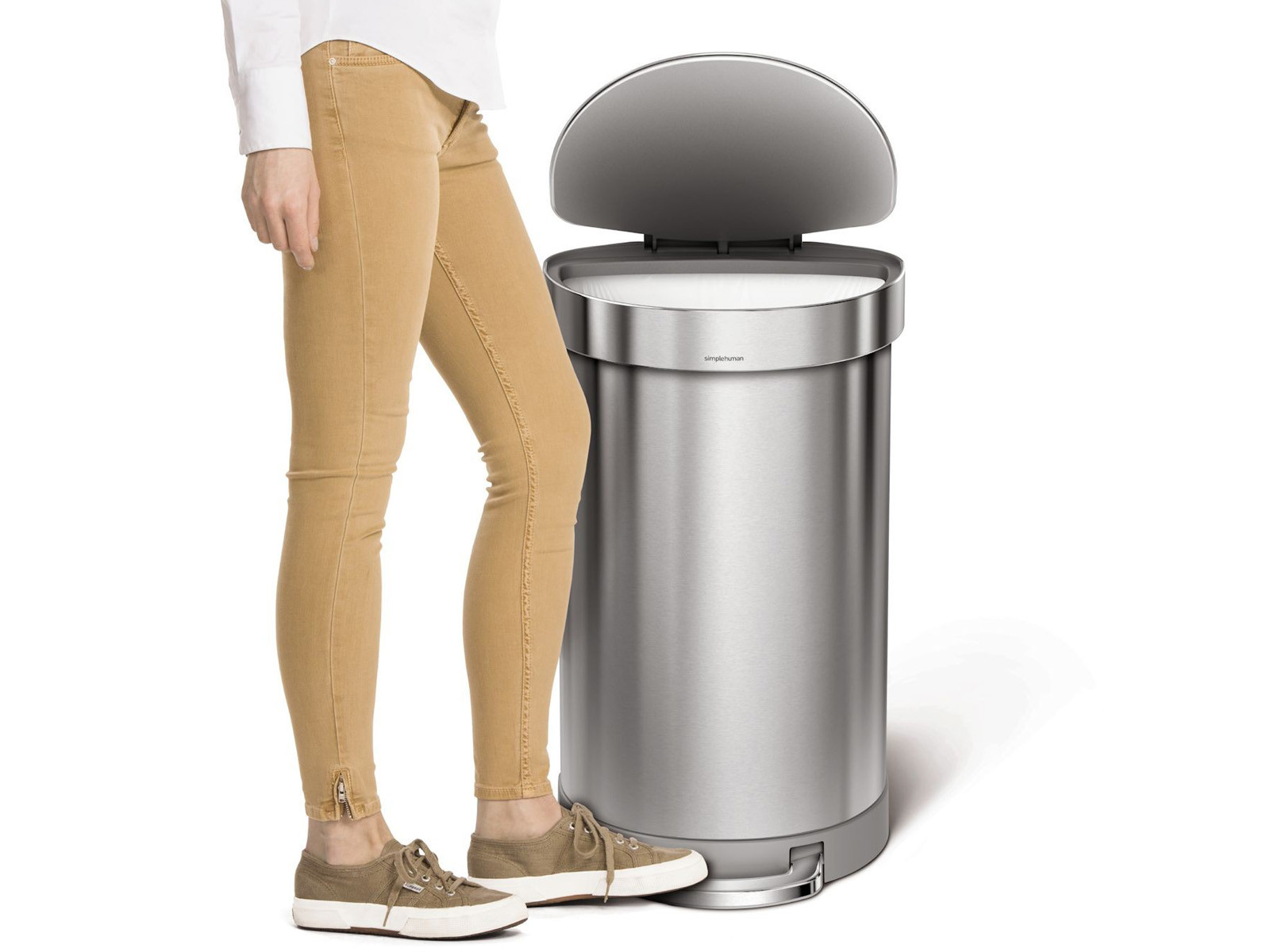 Kosz na śmieci pedałowy półokrągły Simplehuman Silver FPP 45L 