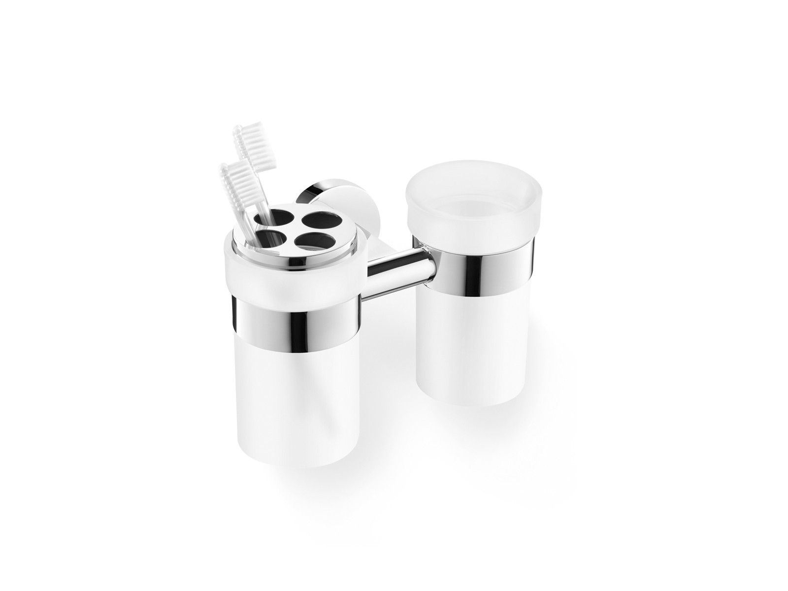 Kubek łazienkowy ścienny podwójny Zack Scala Steel Polished