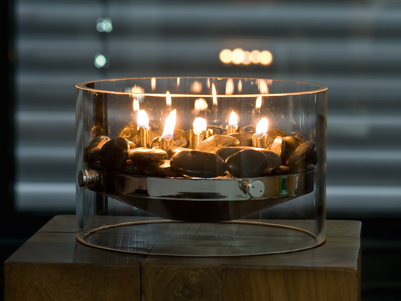 Lampa oliwna stołowa Philippi Fire Silver Glass 23 cm