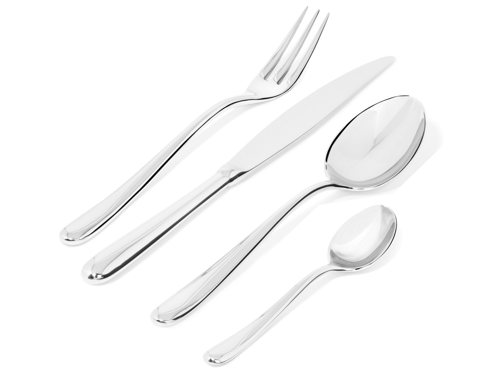 Sztućce stołowe Alessi Caccia x24 dla 6 osób 3-zębne widelce