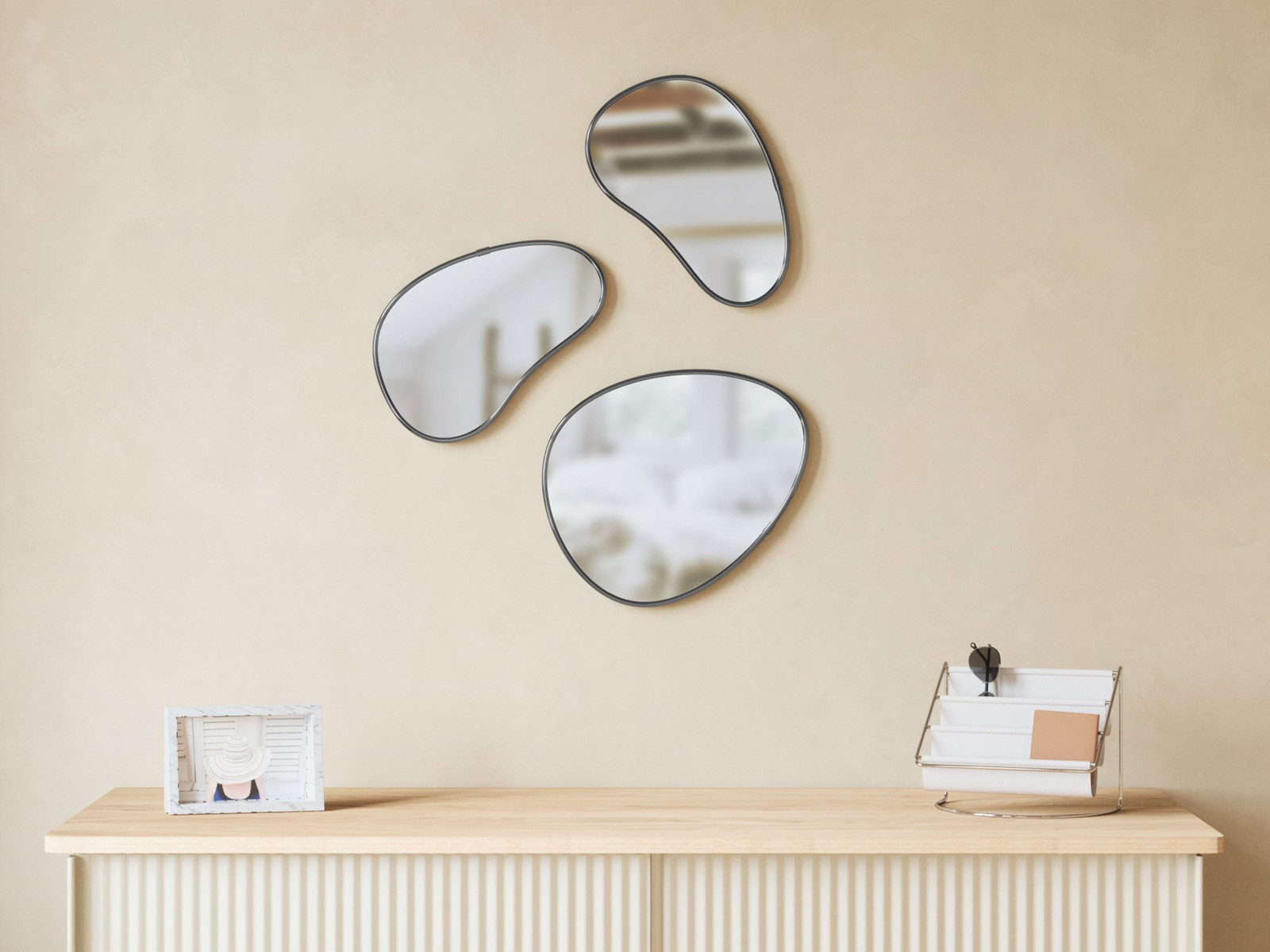 Lustro ścienne samoprzylepne x3 Umbra Hubba Pebble Titanium Set 3