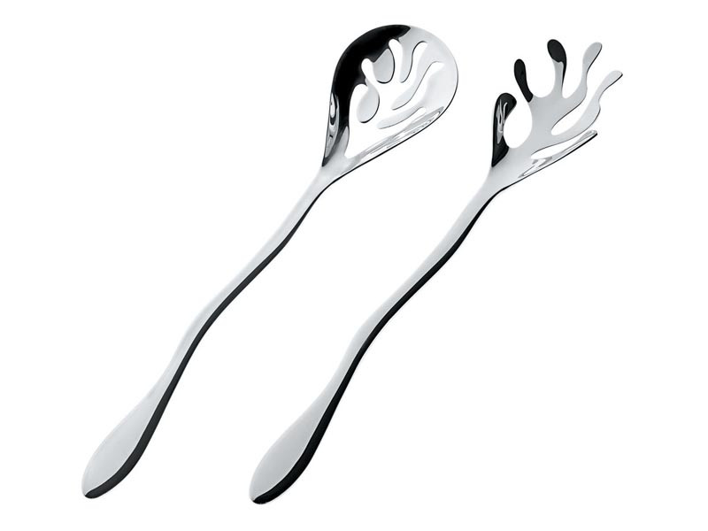  Łyżki sałatkowe x2 Alessi Mediterraneo Salad Set Sllver