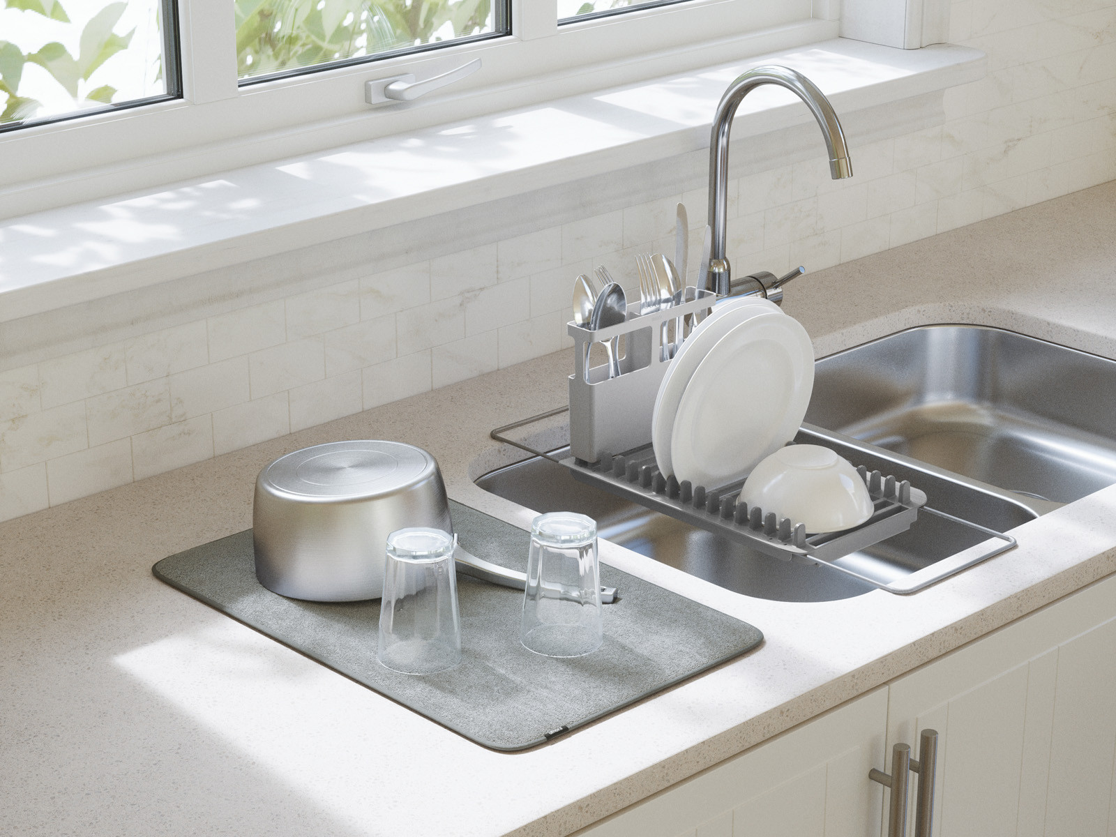 Mata i suszarka do naczyń na zlew 2w1 Umbra Udry Charcoal