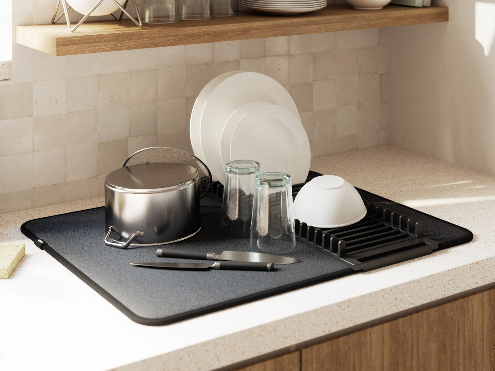 Mata z ociekaczem do naczyń Umbra Udry Black