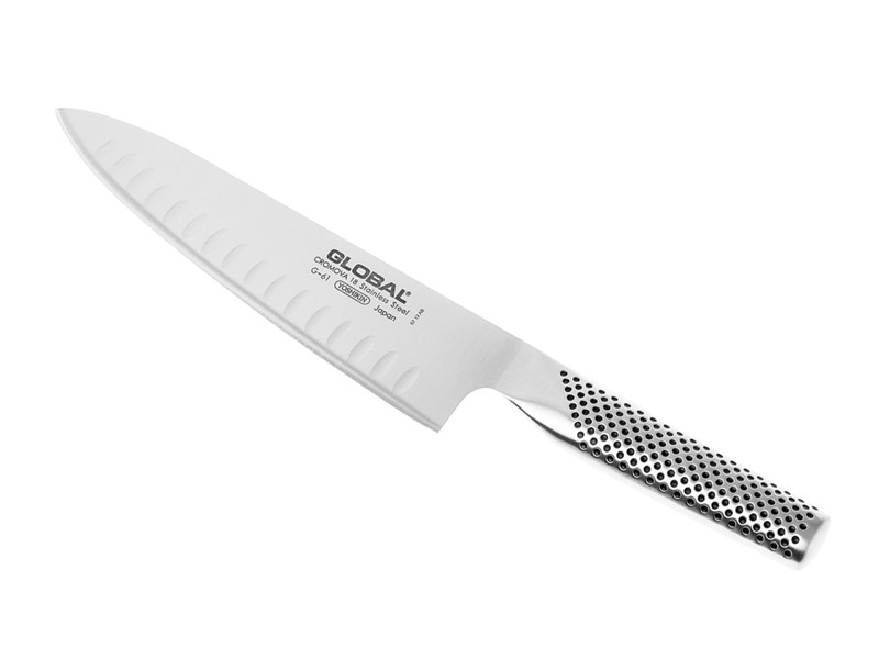 Nóż stalowy Global G-Serie Professional Chef's 20cm ze żłobieniami