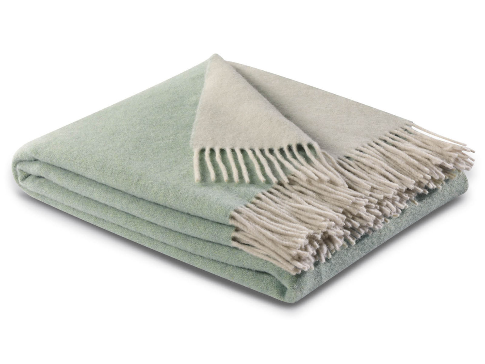 Pled Biederlack Cashmere Wool Salvia-Creme 130x170