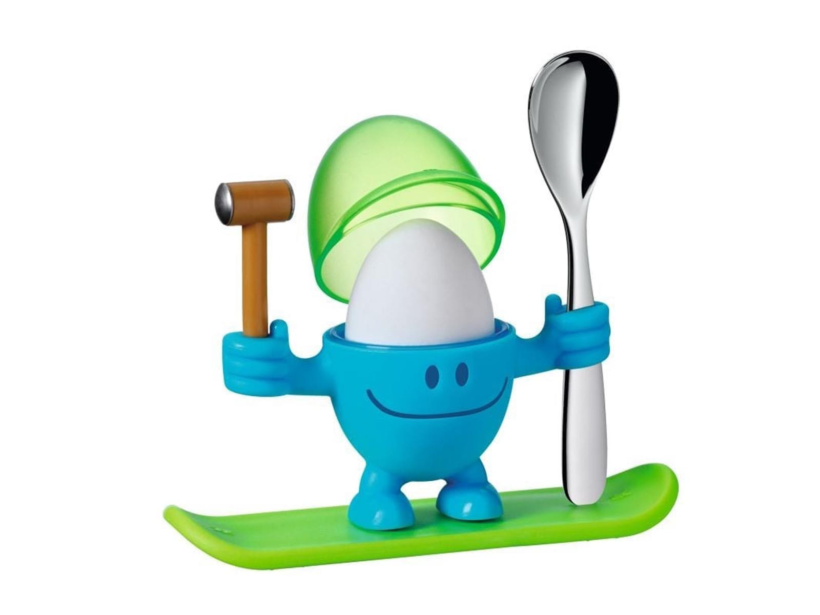 Podstawka na jajko z łyżeczką i młoteczkiem WMF McEgg Blue