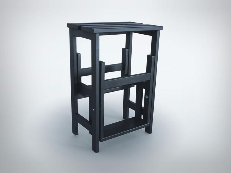 Stołek i rozkładane schodki 2w1 Radius Stool Ladder Black