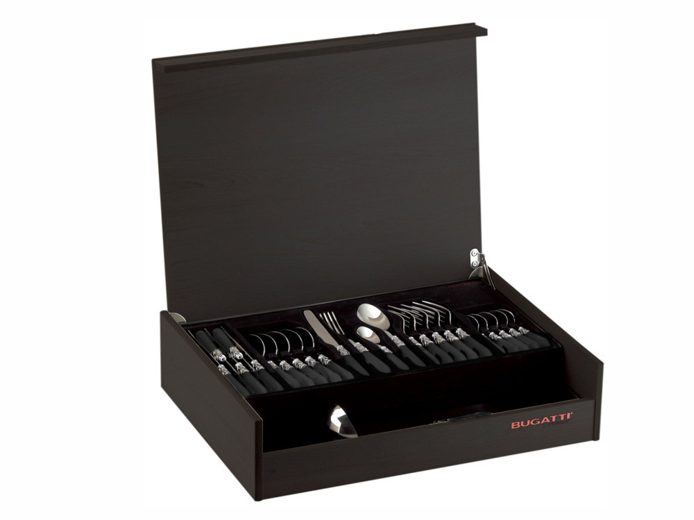 Sztućce stołowe x49 Bugatti Aladdin Chrome Black Zestaw dla 12 osób