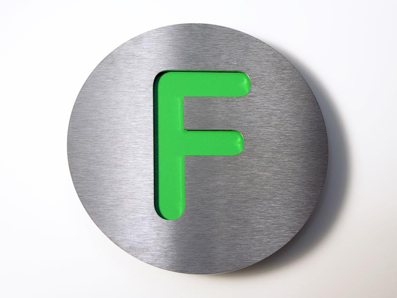 Tabliczka literowa Radius F Green