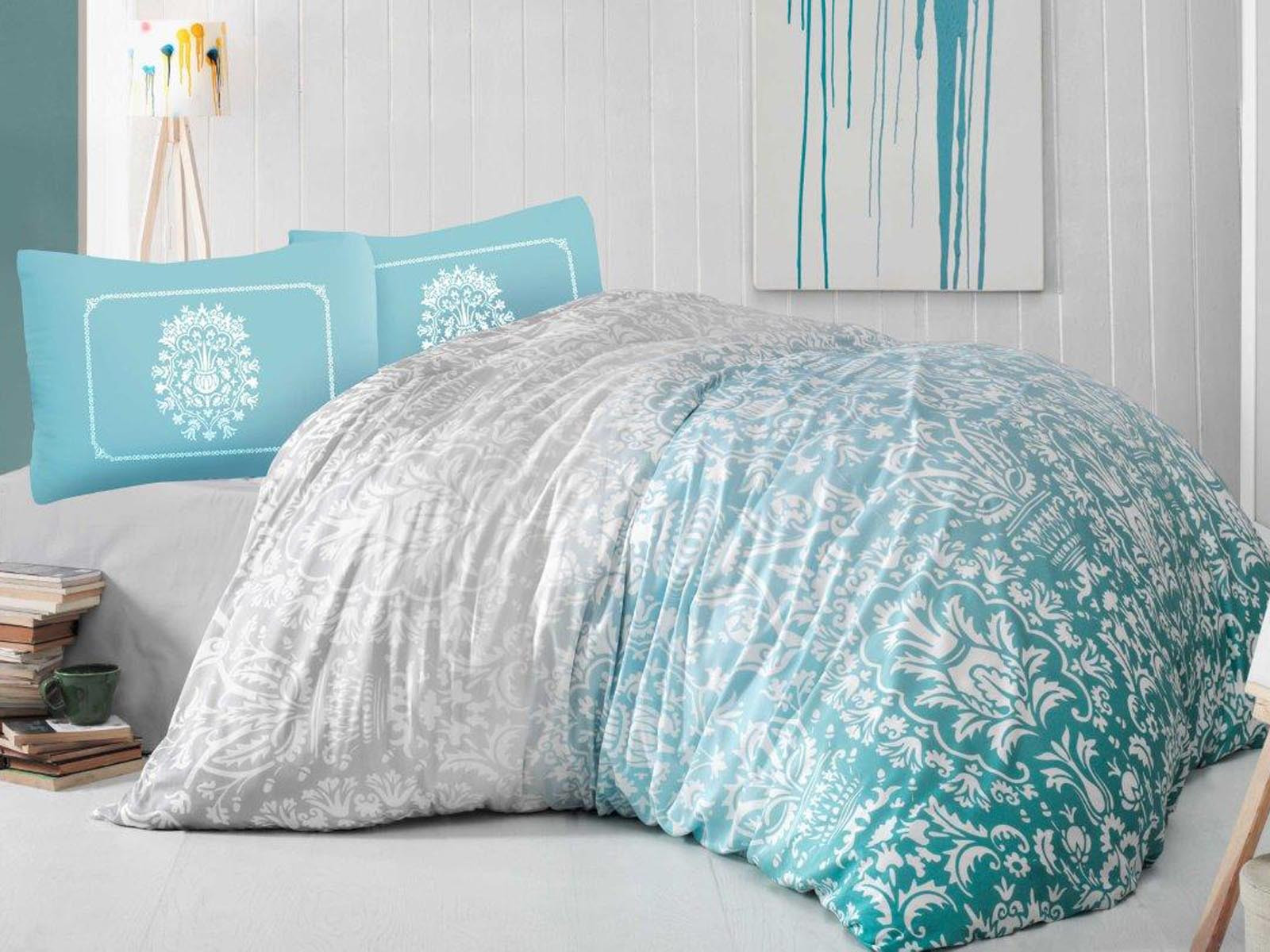 Pościel satynowa Valentini Vizion Turkus 160x200