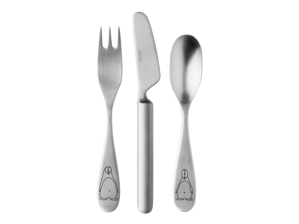 Zestaw sztućców dla dzieci x3 Stelton Norstaal Una with Pingo