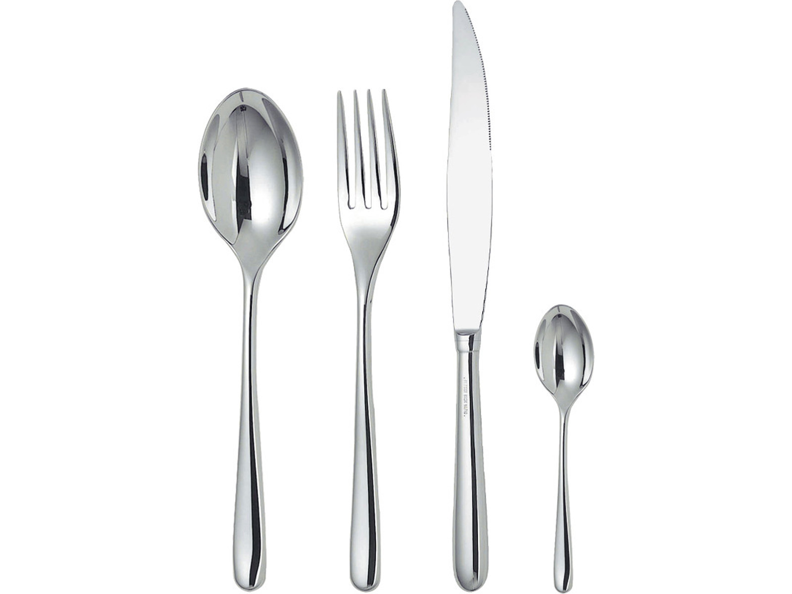 Sztućce stołowe Alessi Caccia x24 dla 6 osób 4-zębne widelce