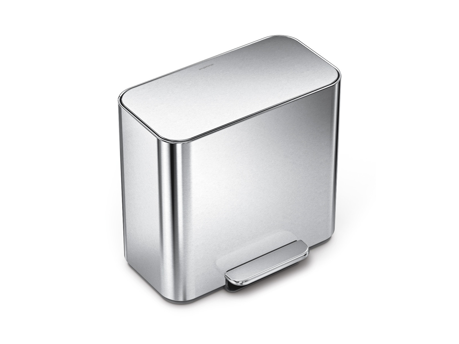 Kosz do segregacji śmieci pedałowy Simplehuman Mini Recycler Brushed Steel FPP 15l