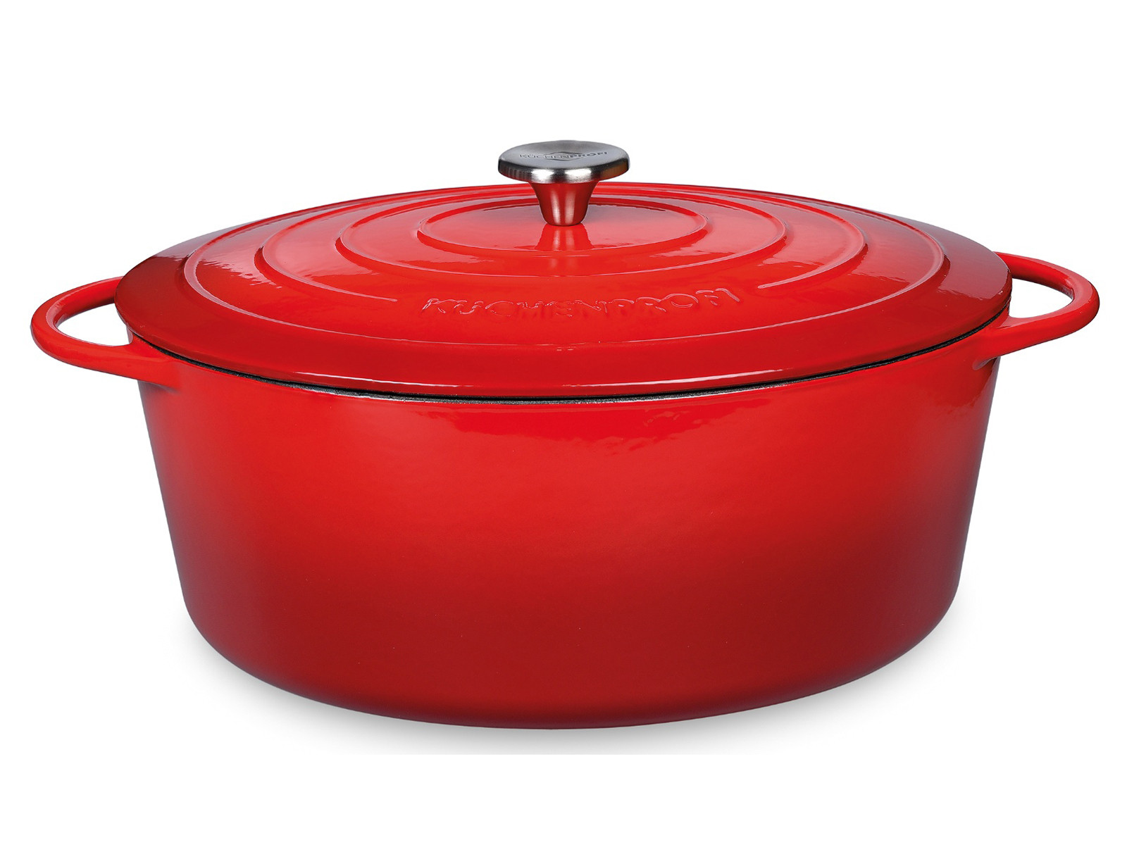 Garnek żeliwny z pokrywką Kuchenprofi Provence IND Oval Red 8,9l