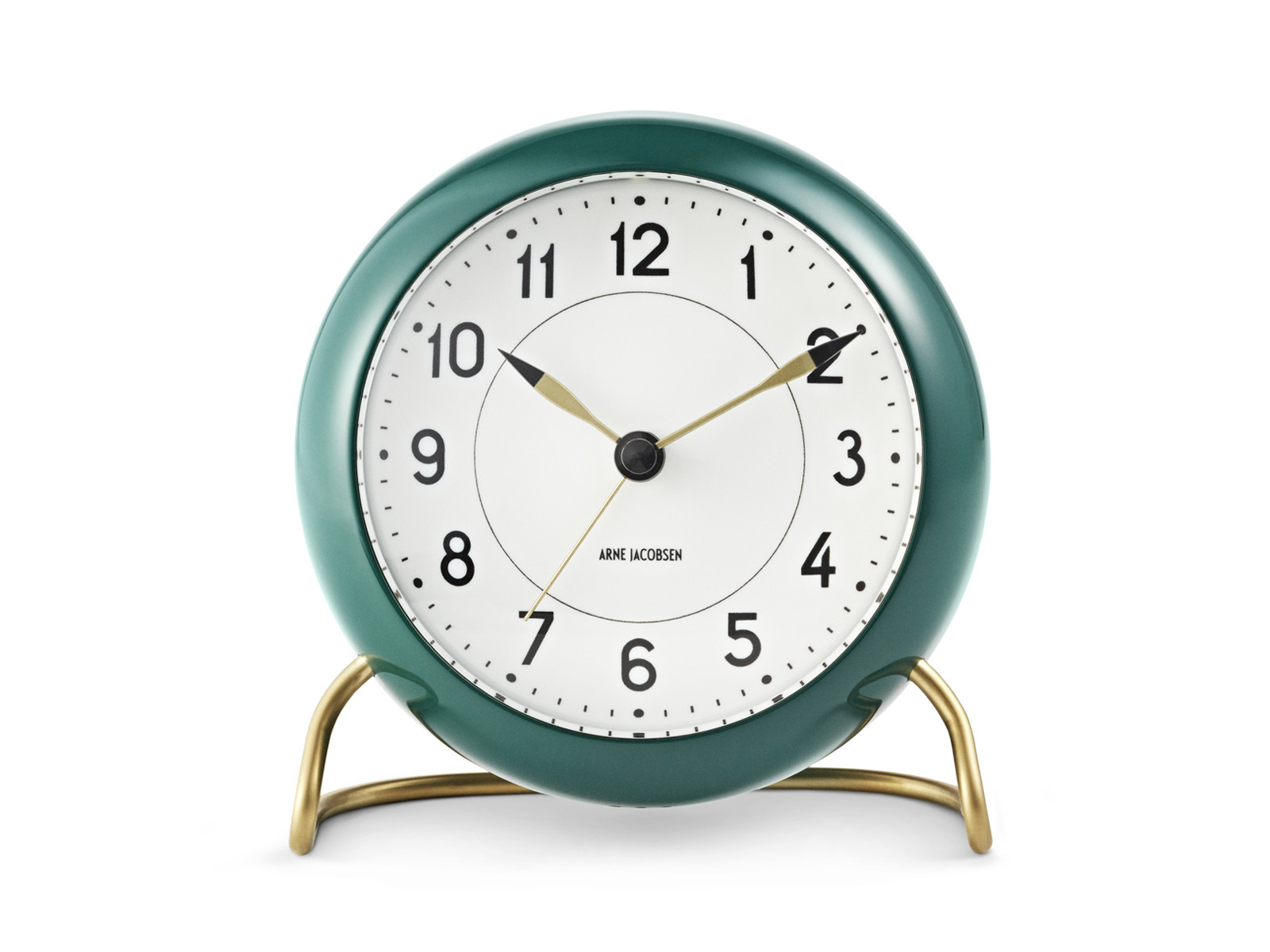 Zegar stołowy z budzikiem Arne Jacobsen Station Table Clock Green 11cm