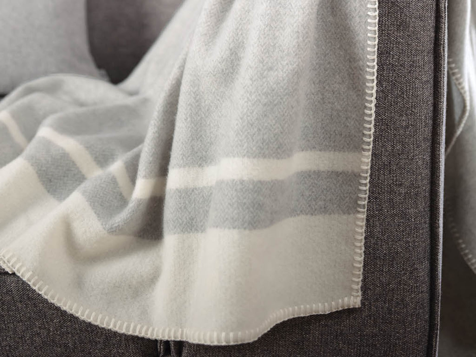 Koc Biederlack Wool Greenline Stripe Grey 150x200