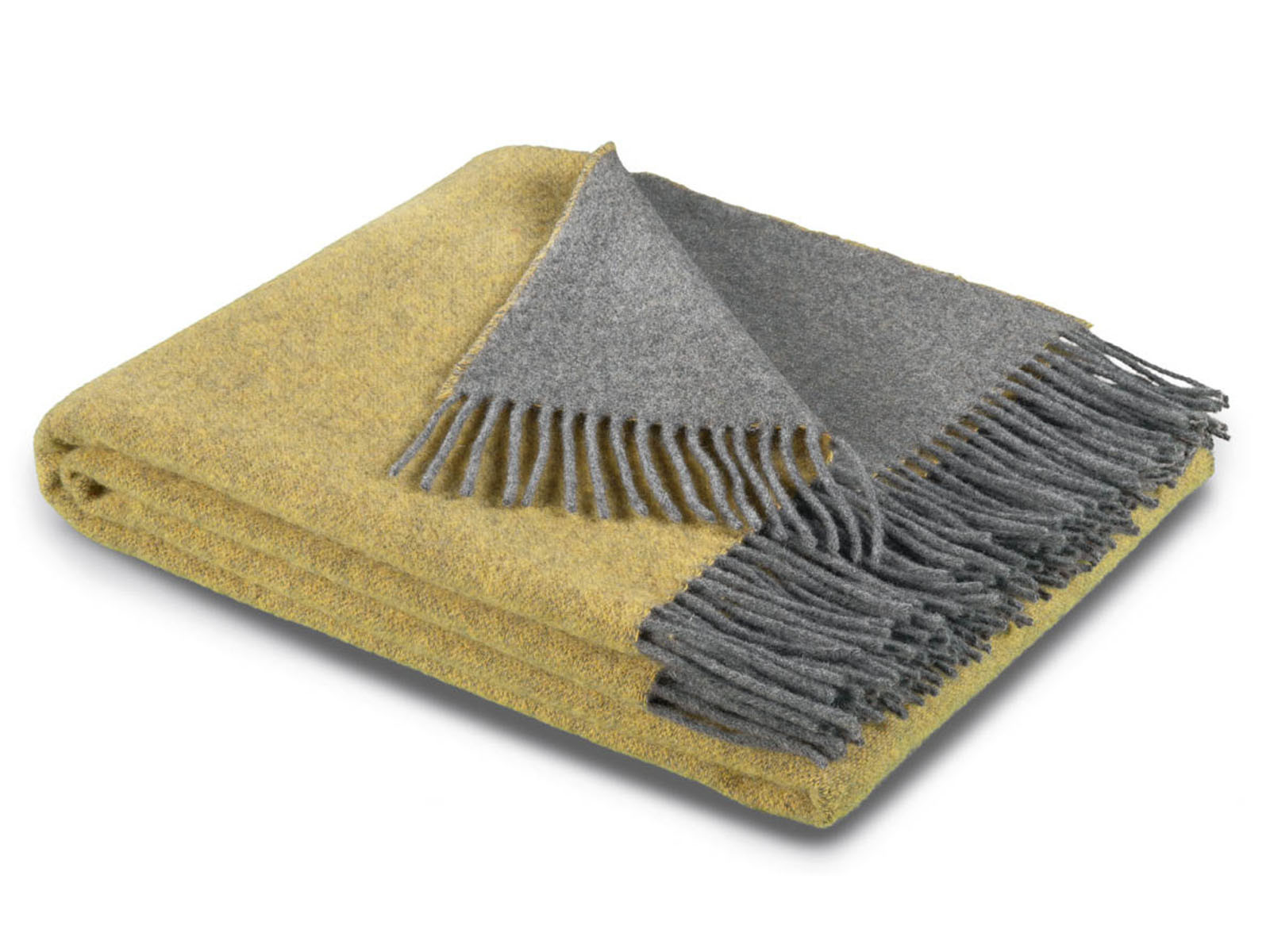Pled Biederlack Cashmere Wool Ochre-Grey 130x170