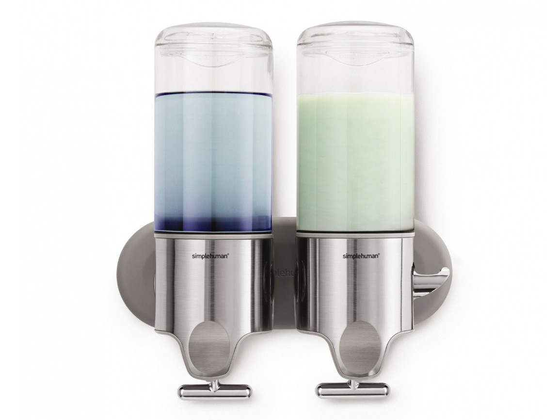 Dozownik ścienny podwójny Simplehuman Duo Silver 2x444ml