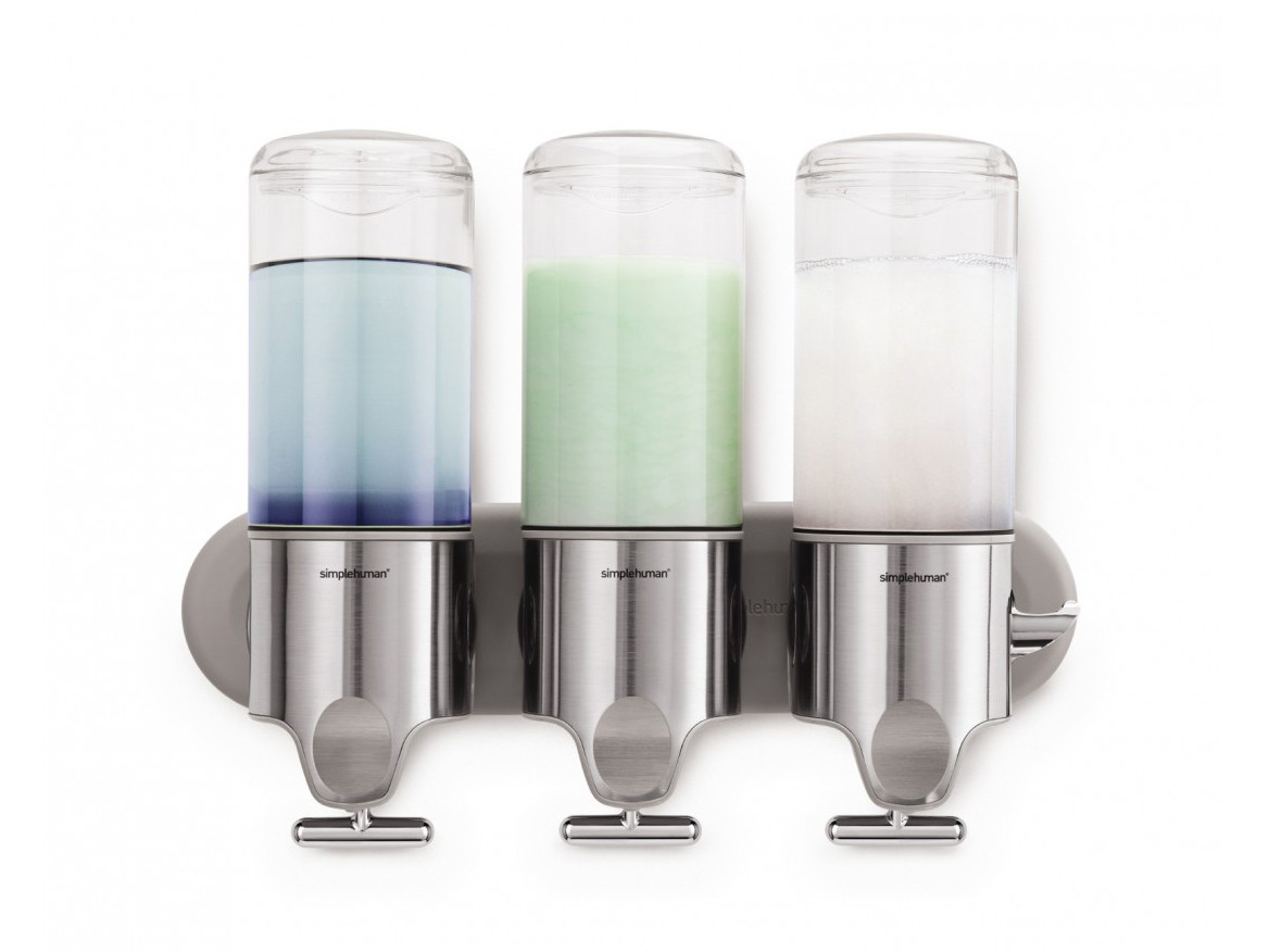 Dozownik ścienny potrójny Simplehuman Combo Silver 3x444ml