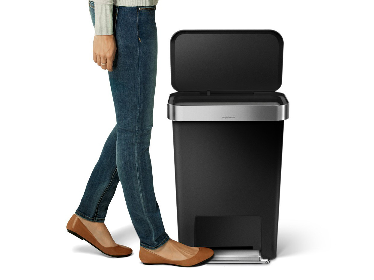 Kosz na śmieci pedałowy Simplehuman Liner Pocket Black 45L