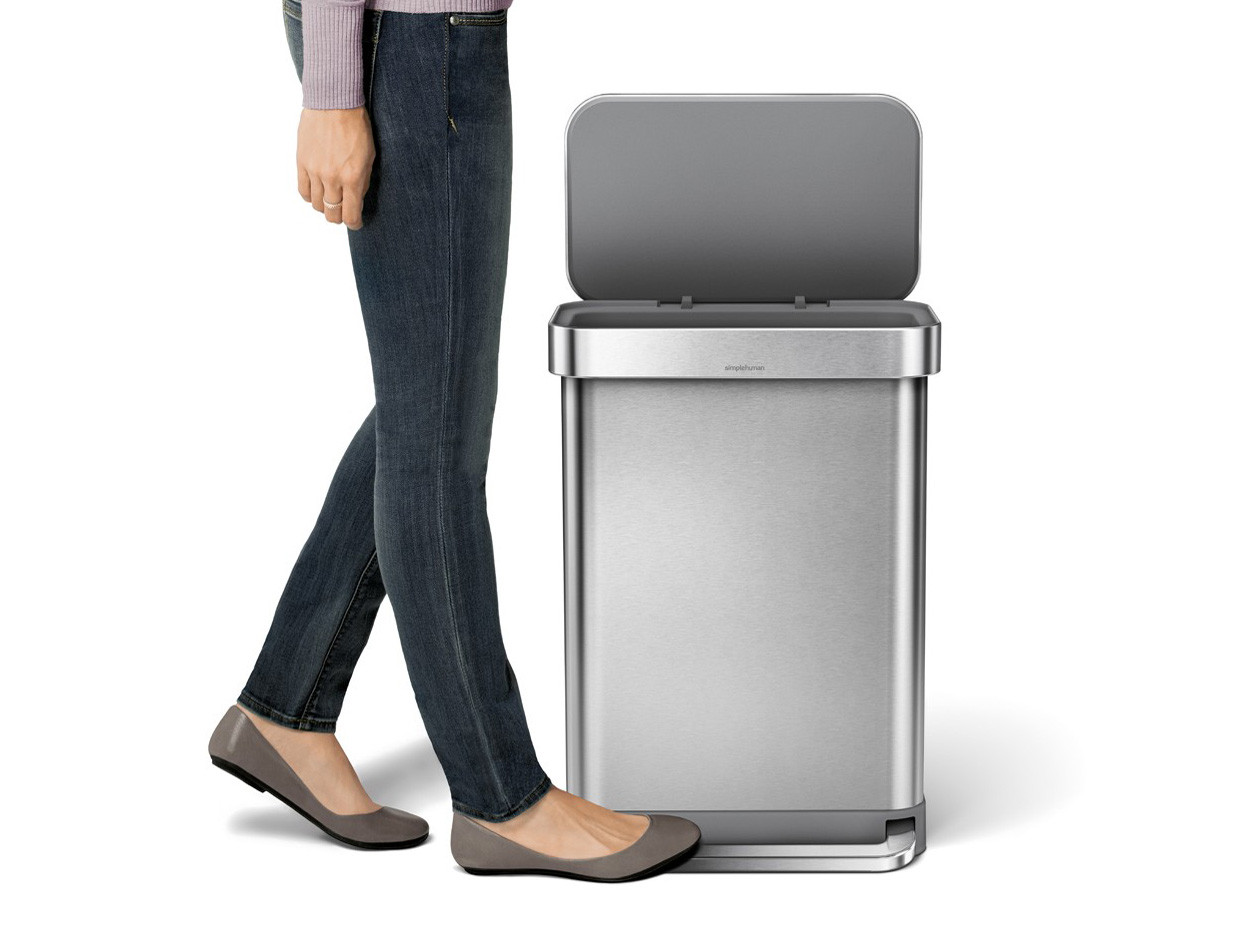 Kosz na śmieci pedałowy Simplehuman Liner Pocket Silver FPP 55L