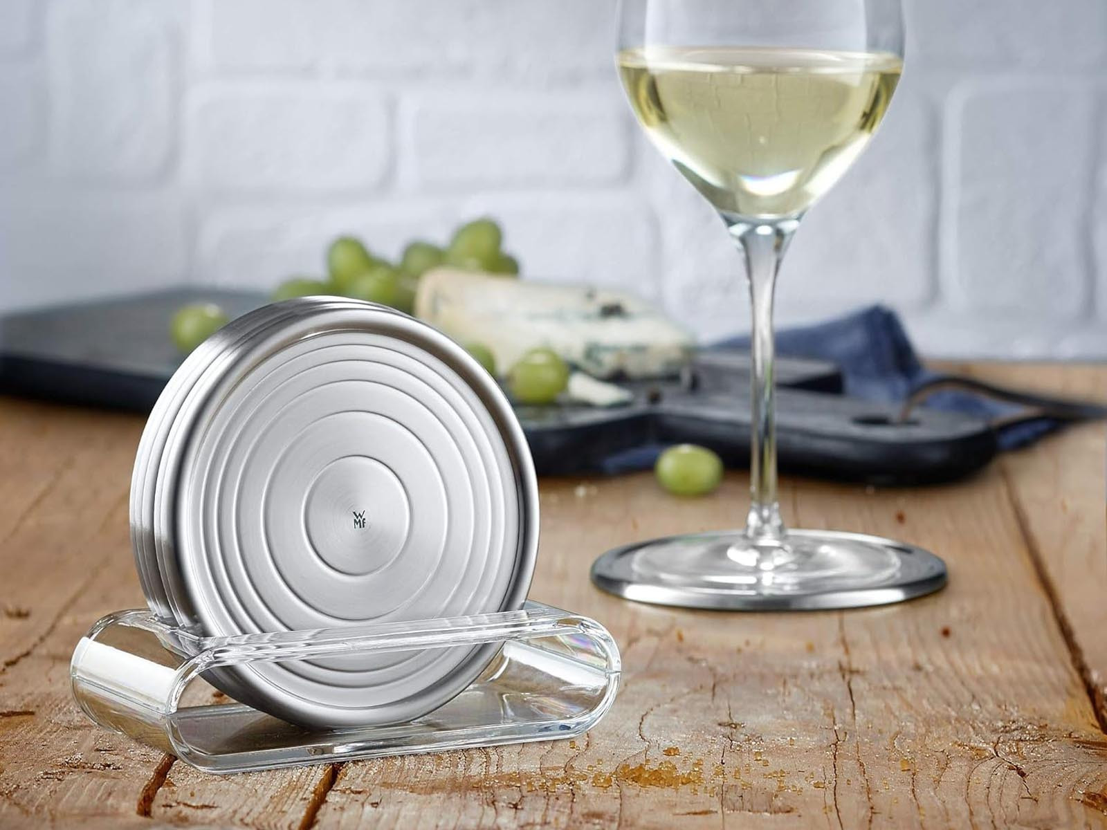 Podstawki pod napoje x6 ze stojakiem zestaw WMF Loft Silver