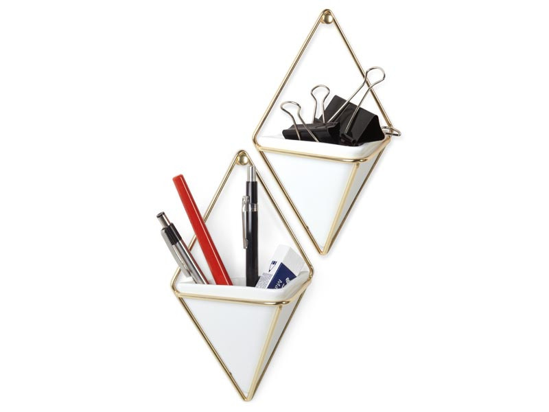 Półka/ pojemnik ścienny zestaw x2 Umbra Trigg Set White Brass