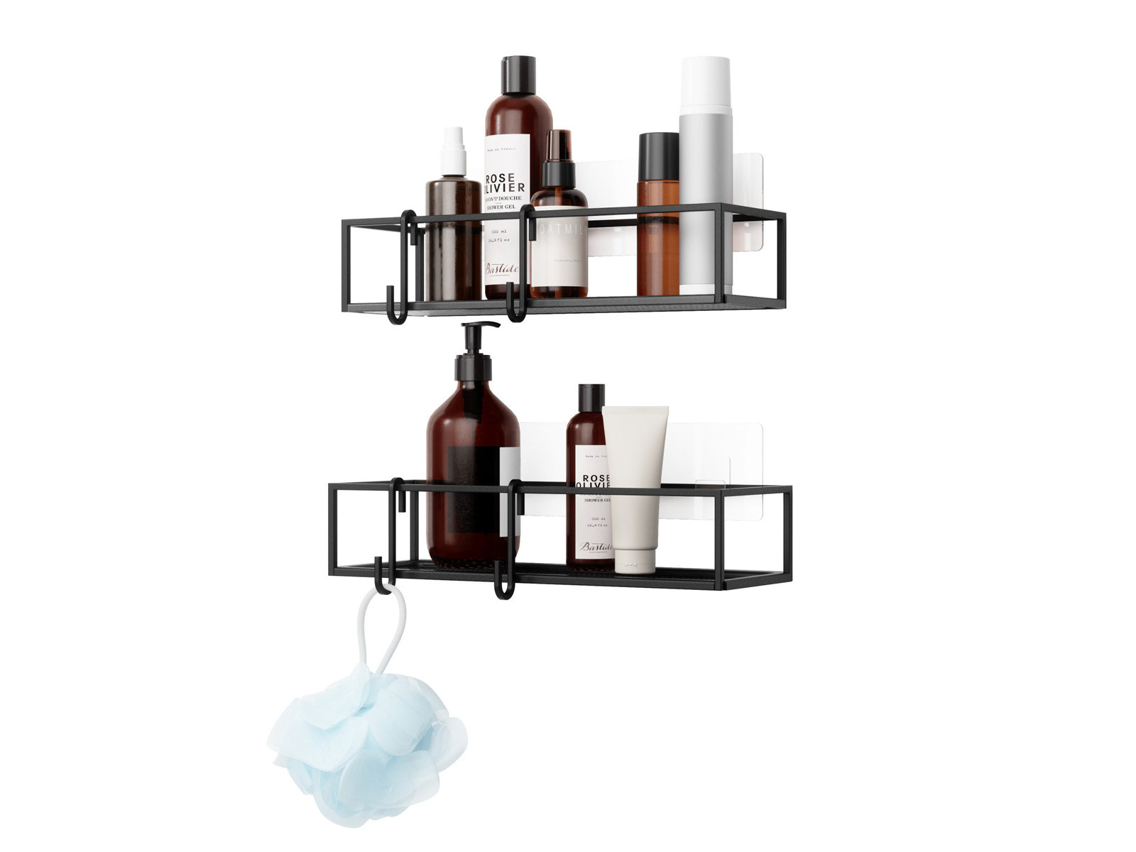 Półka ścienna pod prysznic zestaw x2 Umbra Cubiko Black