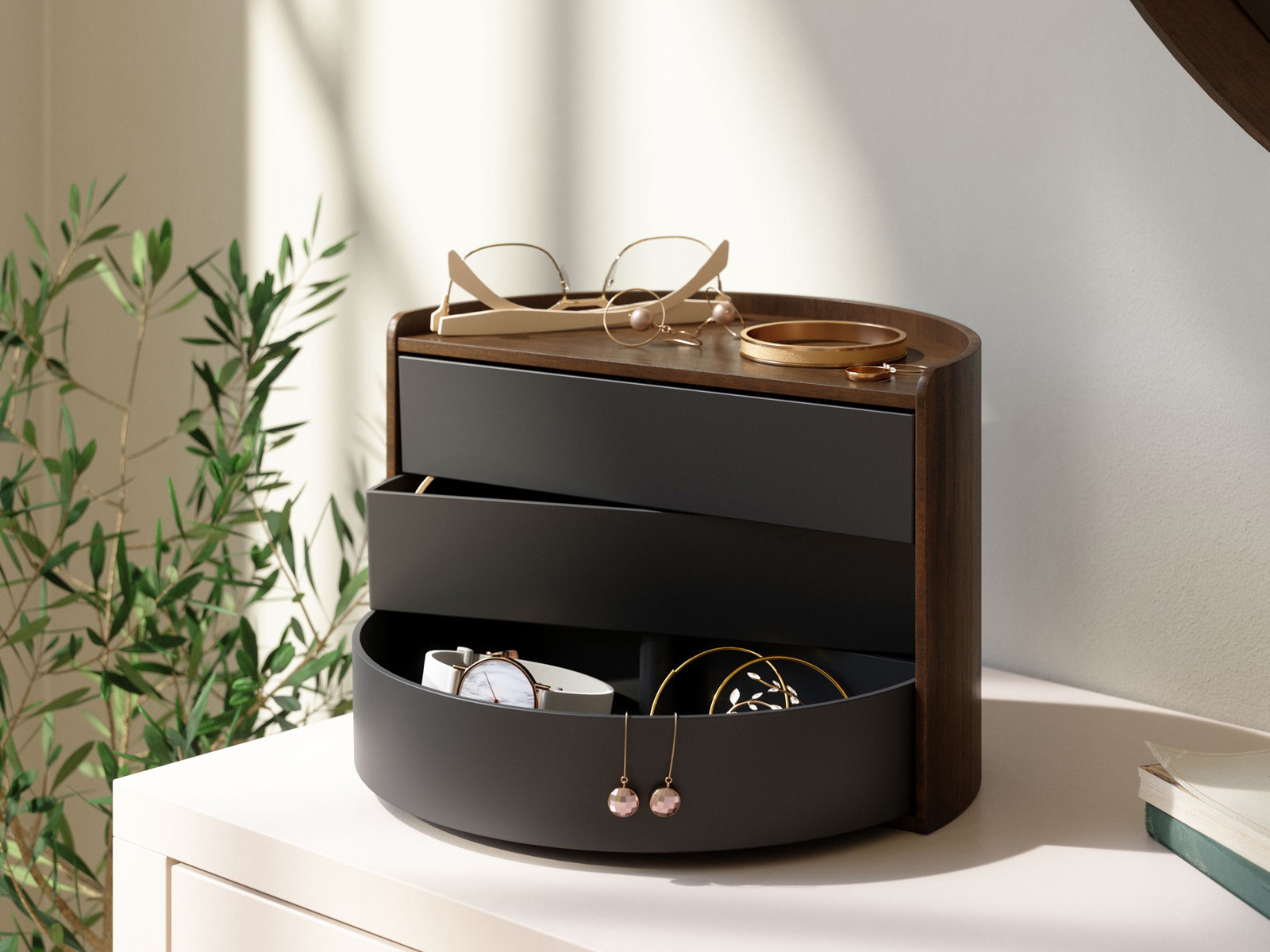 Pudełko na biżuterię Umbra Moona Walnut