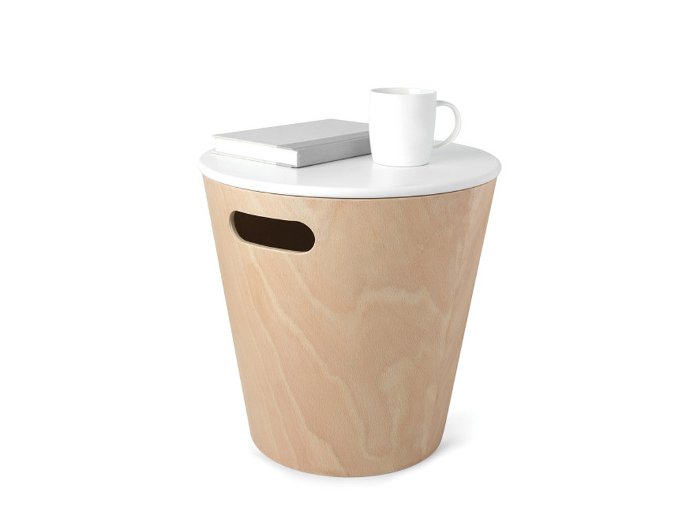 Stołek stolik i pojemnik 3w1 Umbra Woodrow Natural White