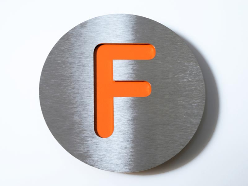 Tabliczka literowa Radius F Orange