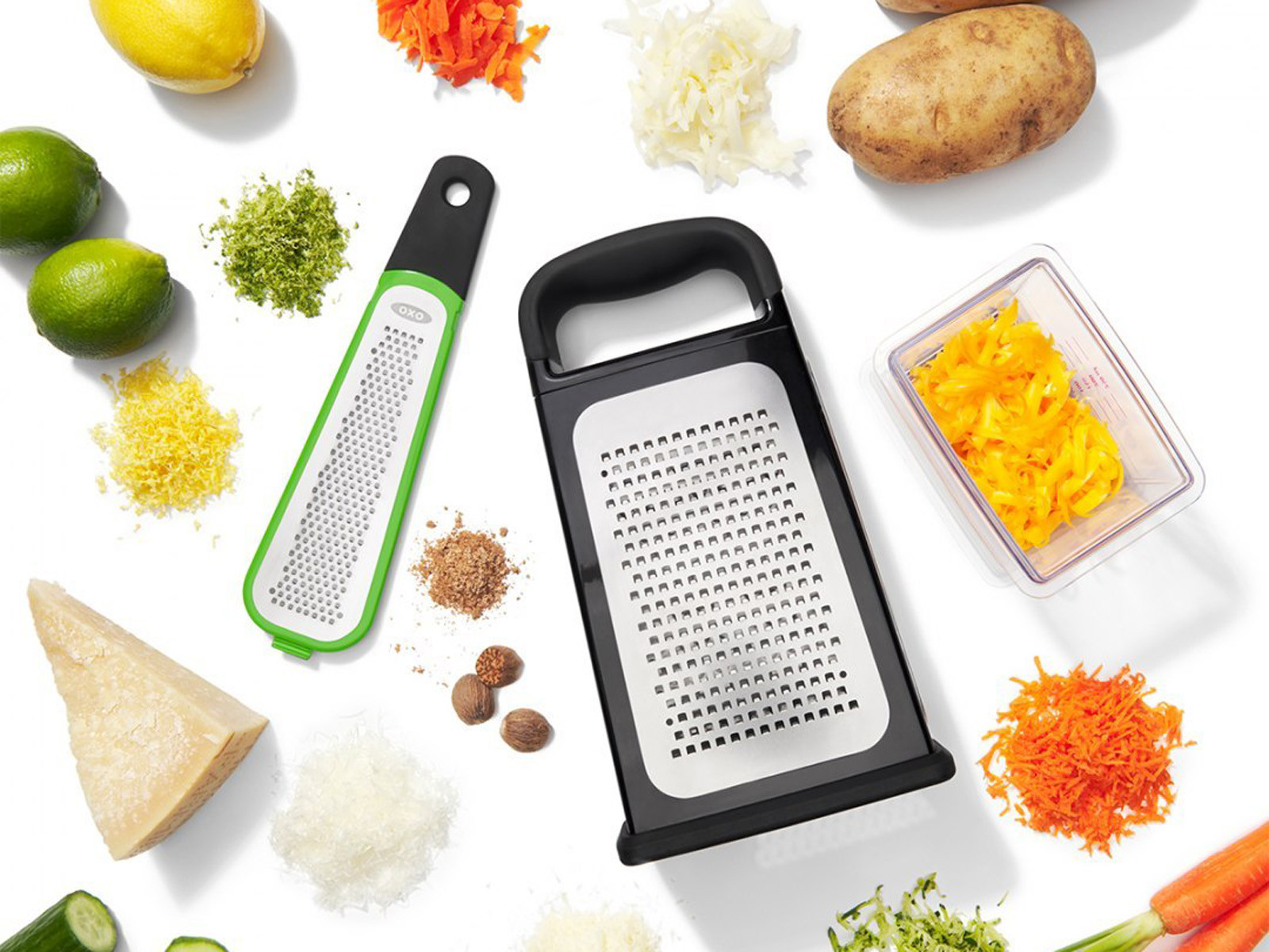 Tarka z pojemnikiem i zesterem 2w1 OXO Good Grips